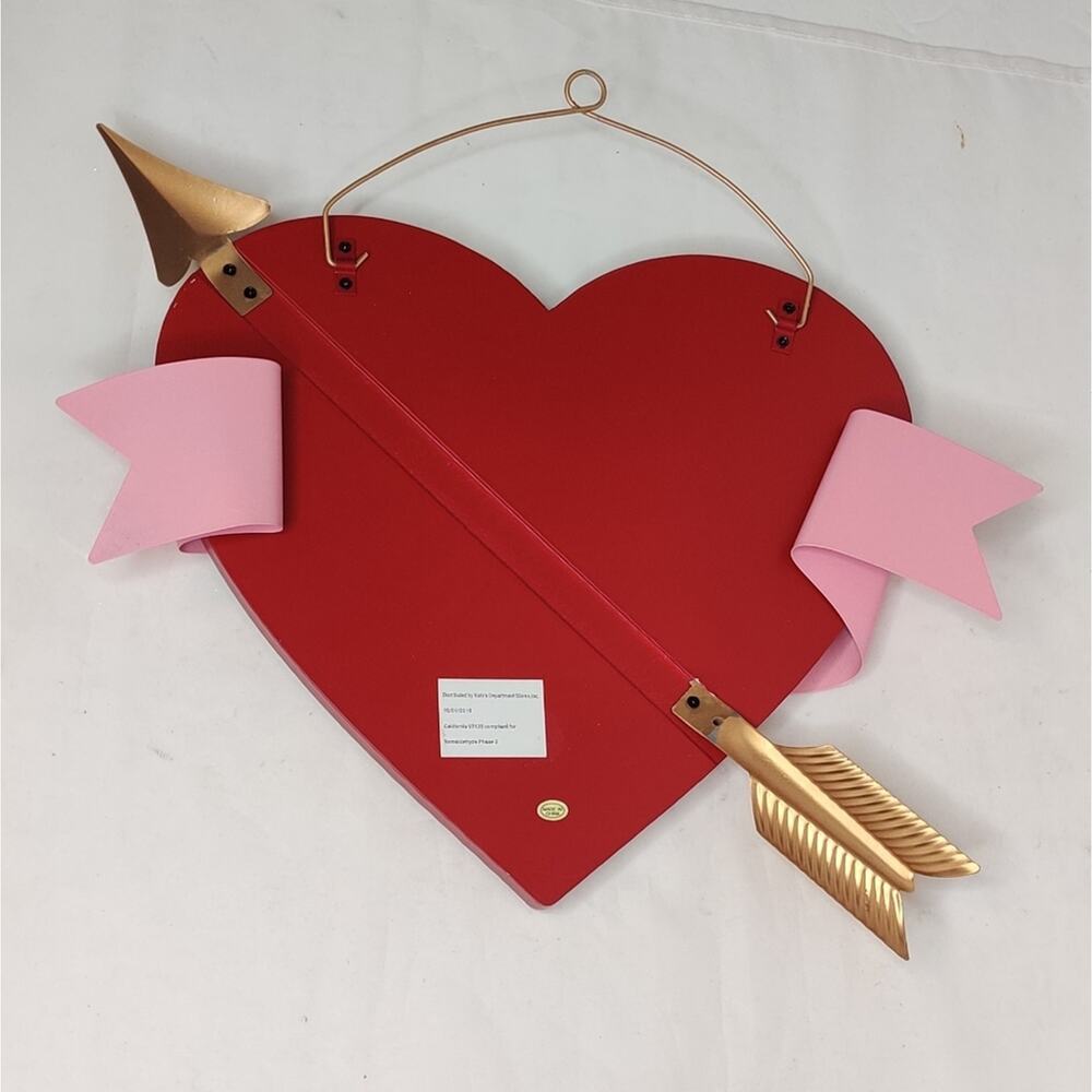 Happy Valentines Day Heart Arrow Wood Wall Decor Red Pink Gold Glitter Sign - Picture 6 of 14
